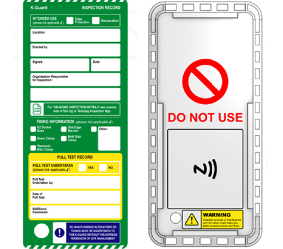 TempTag NFC tags fitted to scaffolding
